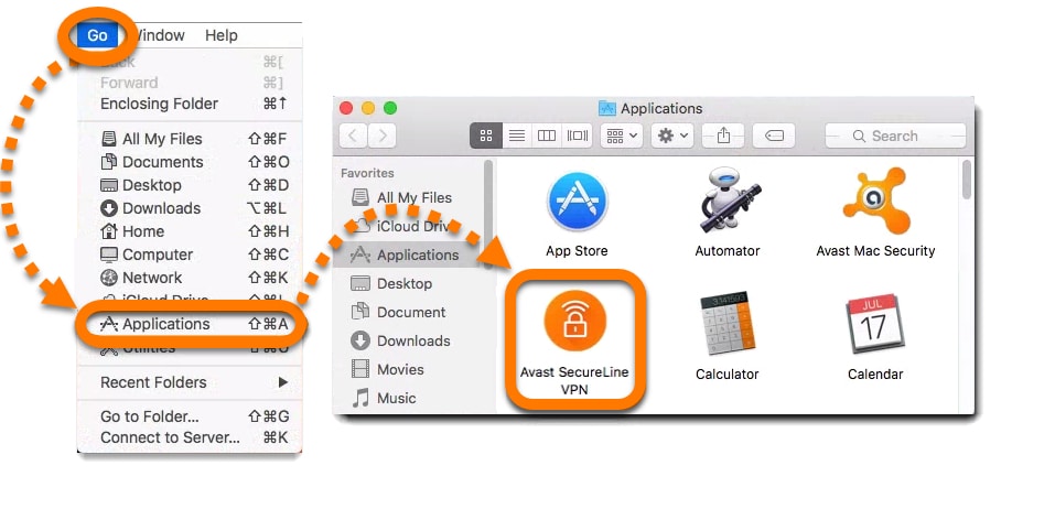 Capture d'écran d'Avast SecureLine VPN sur Mac